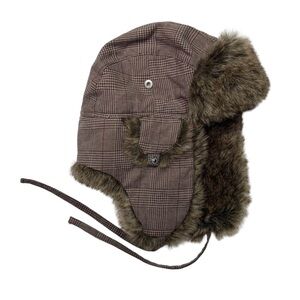Plaid Faux Fur Trapper Hat kids aged 8-10 Y